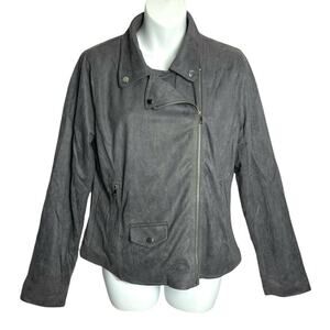 NWT Hem & Thread Gray Blazer XS/S Lightweight Layer Moto Jacket Faux Suede Soft
